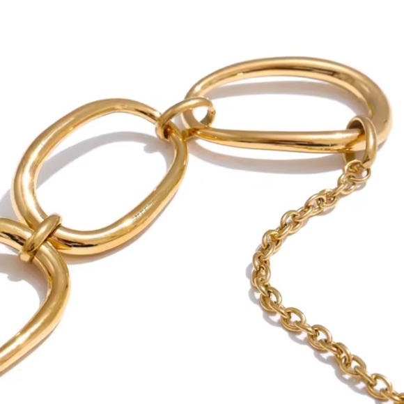 Modern Chunky Gold Plated Chain Necklace – 16.9” Stainless Steel - Picture 8 of 16